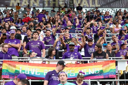 Jun 10, 2023; Orlando, Florida, USA;  fans was wait for the start of a match between Orlando City SC and the Colorado Rapids at Exploria Stadium. Mandatory Credit: Nathan Ray Seebeck-USA TODAY Sports