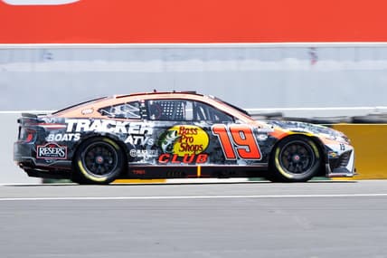 Jun 11, 2023; Sonoma, California, USA; NASCAR Cup Series driver Martin Truex Jr. (19) races at Sonoma Raceway. Mandatory Credit: Stan Szeto-USA TODAY Sports
