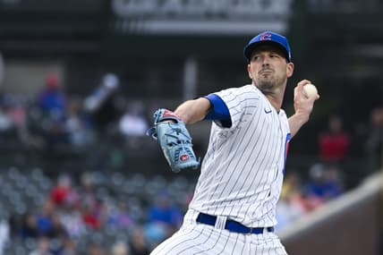 Jun 14, 2023; Chicago, Illinois, USA;  Chicago Cubs starting pitcher Drew Smyly (11) delivers against the Pittsburgh Pirates during the first inning at Wrigley Field. Mandatory Credit: Matt Marton-USA TODAY Sports