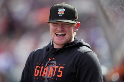 Jun 10, 2023; San Francisco, California, USA; San Francisco Giants starting pitcher Logan Webb (62) stands in the dugout during the first inning against the Chicago Cubs at Oracle Park. Mandatory Credit: Darren Yamashita-USA TODAY Sports