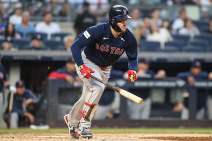 Jun 10, 2023; Bronx, New York, USA;  Boston Red Sox right fielder Alex Verdugo (99) at Yankee Stadium. Mandatory Credit: Wendell Cruz-USA TODAY Sports