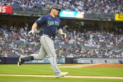 Jun 22, 2023; Bronx, New York, USA;  Seattle Mariners first baseman Ty France (23) rounds the bases after hitting a home run against the New York Yankees during the second inning at Yankee Stadium. Mandatory Credit: Gregory Fisher-USA TODAY Sports