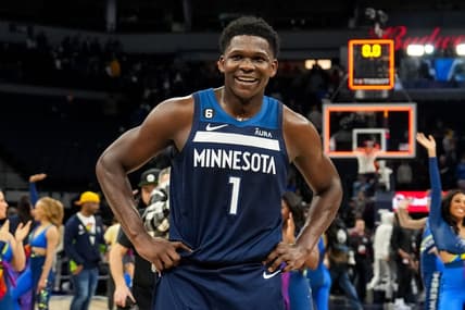 Jan 4, 2023; Minneapolis, Minnesota, USA; Minnesota Timberwolves guard Anthony Edwards (1) smiles following the game against the Portland Trail Blazers at Target Center. Mandatory Credit: Brace Hemmelgarn-USA TODAY Sports