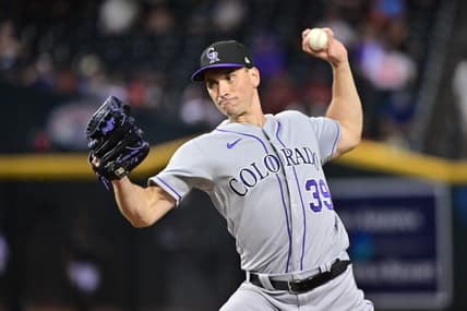 May 31, 2023; Phoenix, Arizona, USA;  Colorado Rockies relief pitcher Brent Suter (39) throws in the eighth inning against the Arizona Diamondbacks at Chase Field. Mandatory Credit: Matt Kartozian-USA TODAY Sports
