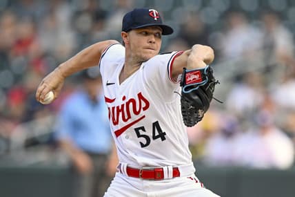 Jun 21, 2023; Minneapolis, Minnesota, USA;  Minnesota Twins pitcher Sonny Gray (54) delivers a pitch against the Boston Red Sox during the first inning at Target Field. Mandatory Credit: Nick Wosika-USA TODAY Sports