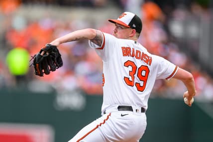 Jun 25, 2023; Baltimore, Maryland, USA; Baltimore Orioles starting pitcher Kyle Bradish (39) throws a pitch during the first inning against the Seattle Mariners at Oriole Park at Camden Yards. Mandatory Credit: Reggie Hildred-USA TODAY Sports