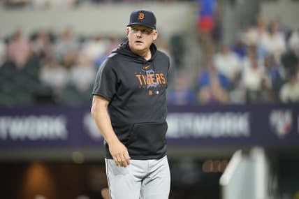 Jun 27, 2023; Arlington, Texas, USA; Detroit Tigers manager A.J. Hinch walks to the dugout after a pitching change against the Texas Rangers during the sixth inning at Globe Life Field. Mandatory Credit: Jim Cowsert-USA TODAY Sports