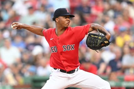 Jun 29, 2023; Boston, Massachusetts, USA; Boston Red Sox starting pitcher Brayan Bello (66) pitches against the Miami Marlins during the second inning at Fenway Park. Mandatory Credit: Brian Fluharty-USA TODAY Sports