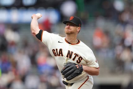Jul 5, 2023; San Francisco, California, USA; San Francisco Giants starting pitcher Alex Cobb (38) throws a pitch during the first inning against the Seattle Mariners at Oracle Park. Mandatory Credit: Sergio Estrada-USA TODAY Sports