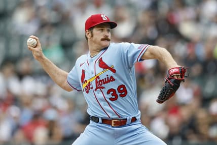 Jul 8, 2023; Chicago, Illinois, USA; St. Louis Cardinals starting pitcher Miles Mikolas (39) delivers a pitch against the Chicago White Sox during the first inning at Guaranteed Rate Field. Mandatory Credit: Kamil Krzaczynski-USA TODAY Sports