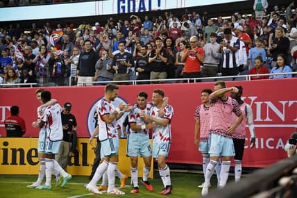 Jul 8, 2023; Chicago, Illinois, USA; Chicago Fire midfielder Fabian Herbers (21) celebrates with teammates after scoring a goal against the Nashville SC during the first half at Soldier Field. Mandatory Credit: Jon Durr-USA TODAY Sports
