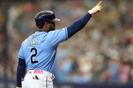Jul 9, 2023; St. Petersburg, Florida, USA;  Tampa Bay Rays designated hitter Yandy Diaz (2) runs the bases after hitting a two run home run against the Atlanta Braves in the fourth inning at Tropicana Field. Mandatory Credit: Nathan Ray Seebeck-USA TODAY Sports
