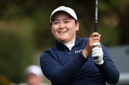 Jul 9, 2023; Pebble Beach, California, USA; Allisen Corpuz tees off on the fifteenth hole during the final round of the U.S. Women's Open golf tournament at Pebble Beach Golf Link. Mandatory Credit: Kiyoshi Mio-USA TODAY Sports