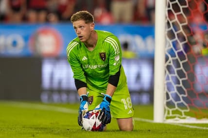 Jul 1, 2023; Toronto, Ontario, CAN; Real Salt Lake forward Jefferson Savarino (10) holds the ball against Toronto FC at BMO Field. Mandatory Credit: Kevin Sousa-USA TODAY Sports