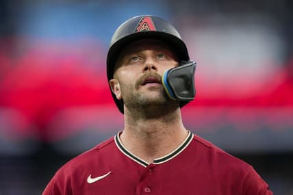 Jul 14, 2023; Toronto, Ontario, CAN; Arizona Diamondbacks first baseman Christian Walker (53) reacts after fouling out against the Toronto Blue Jays during the fourth inning at Rogers Centre. Mandatory Credit: Kevin Sousa-USA TODAY Sports