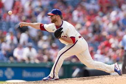 Jul 15, 2023; Philadelphia, Pennsylvania, USA; Philadelphia Phillies relief pitcher Craig Kimbrel (31) throws a pitch during the ninth inning against the San Diego Padres at Citizens Bank Park. Mandatory Credit: Bill Streicher-USA TODAY Sports