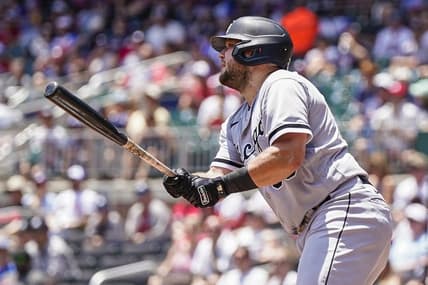 Jul 16, 2023; Cumberland, Georgia, USA; Chicago White Sox third baseman Jake Burger (30) shown after hitting a home run against the Atlanta Braves during the second inning at Truist Park. Mandatory Credit: Dale Zanine-USA TODAY Sports