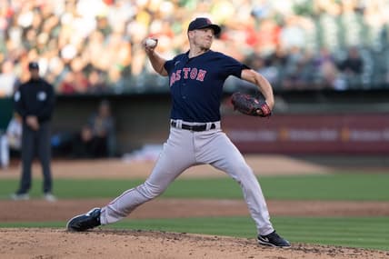 Jul 17, 2023; Oakland, California, USA;  Boston Red Sox starting pitcher Nick Pivetta (37) pitches during the third inning against the Oakland Athletics at Oakland-Alameda County Coliseum. Mandatory Credit: Stan Szeto-USA TODAY Sports