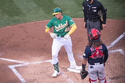 Jul 18, 2023; Oakland, California, USA; Oakland Athletics first baseman Ryan Noda (49) crosses home plate after hitting a home run during the second inning at Oakland-Alameda County Coliseum. Mandatory Credit: Ed Szczepanski-USA TODAY Sports