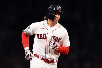 Jul 22, 2023; Boston, Massachusetts, USA; Boston Red Sox first baseman Triston Casas (36) runs the bases after hitting a two-run home run against the New York Mets during the sixth inning at Fenway Park. Mandatory Credit: Brian Fluharty-USA TODAY Sports