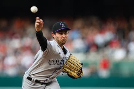 Jul 24, 2023; Washington, District of Columbia, USA; Colorado Rockies relief pitcher Karl Kauffmann (51) pitches against the Washington Nationals during the third inning at Nationals Park. Mandatory Credit: Scott Taetsch-USA TODAY Sports