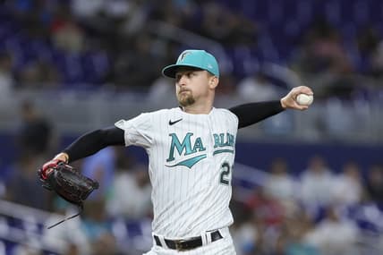 Jul 28, 2023; Miami, Florida, USA; Miami Marlins starting pitcher Braxton Garrett (29) delivers a pitch against the Detroit Tigers during the first inning at loanDepot Park. Mandatory Credit: Sam Navarro-USA TODAY Sports