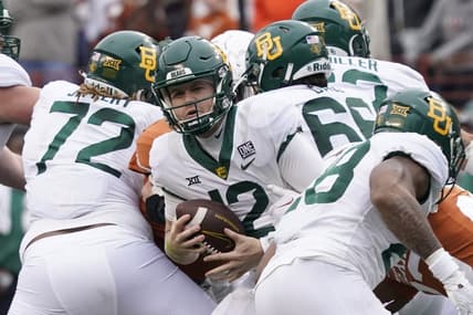 Nov 25, 2022; Austin, Texas, USA; Baylor Bears quarterback Blake Shapen (12) during the second half against the Texas Longhorns at Darrell K Royal-Texas Memorial Stadium. Mandatory Credit: Scott Wachter-USA TODAY Sports
