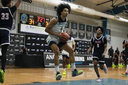 Dec 7, 2022; Lincolnton, NC, USA;  Forward Trentyn Flowers grabs a rebound at Combine Academy. Mandatory Credit: Jim Dedmon-USA TODAY Sports