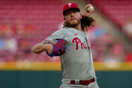 Philadelphia Phillies starting pitcher Bailey Falter (70) throws a pitch in the second inning of the MLB National League game between the Cincinnati Reds and the Philadelphia Phillies at Great American Ball Park in downtown Cincinnati on Thursday, April 13, 2023. The Reds won 6-2.

Philadelphia Phillies At Cincinnati Reds