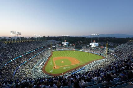 Jun 2, 2023; Los Angeles, California, USA;  A general overall view of Dodger Stadium during the game between the Los Angeles Dodgers and the New York Yankees. Mandatory Credit: Kirby Lee-USA TODAY Sports