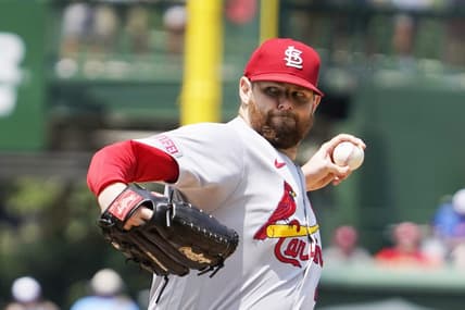 Jul 23, 2023; Chicago, Illinois, USA; St. Louis Cardinals starting pitcher Jordan Montgomery (47) throws the ball against the Chicago Cubs during the first inning at Wrigley Field. Mandatory Credit: David Banks-USA TODAY Sports