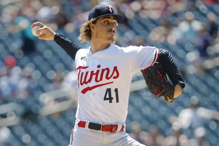 Jul 26, 2023; Minneapolis, Minnesota, USA; Minnesota Twins starting pitcher Joe Ryan (41) throws to the Seattle Mariners in the first inning at Target Field. Mandatory Credit: Bruce Kluckhohn-USA TODAY Sports