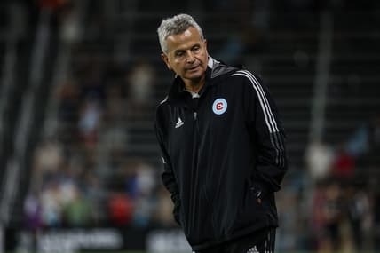 Jul 27, 2023; Saint Paul, MN, USA; Chicago Fire head coach Frank Klopas looks on during the second half against the Minnesota United at Allianz Field. Mandatory Credit: Matt Krohn-USA TODAY Sports