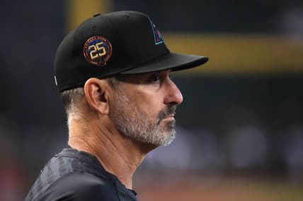 Jul 30, 2023; Phoenix, Arizona, USA; Arizona Diamondbacks manager Torey Lovullo (17) looks on against the Seattle Mariners during the first inning at Chase Field. Mandatory Credit: Joe Camporeale-USA TODAY Sports