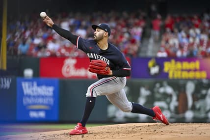 Aug 1, 2023; St. Louis, Missouri, USA;  Minnesota Twins starting pitcher Pablo Lopez (49) pitches against the St. Louis Cardinals during the second inning at Busch Stadium. Mandatory Credit: Jeff Curry-USA TODAY Sports