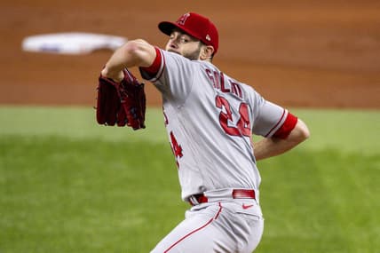 Aug 15, 2023; Arlington, Texas, USA; Los Angeles Angels starting pitcher Lucas Giolito (24) in action during the game between the Texas Rangers and the Los Angeles Angels at Globe Life Field. Mandatory Credit: Jerome Miron-USA TODAY Sports