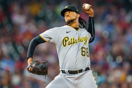 Aug 18, 2023; Minneapolis, Minnesota, USA; Pittsburgh Pirates relief pitcher Angel Perdomo (68) pitches to the Minnesota Twins in the bottom of the seventh inning at Target Field. Mandatory Credit: Matt Blewett-USA TODAY Sports