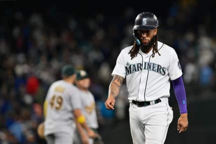 Aug 29, 2023; Seattle, Washington, USA; Seattle Mariners shortstop J.P. Crawford (3) walks off the field after the Oakland Athletics defeated the Seattle Mariners at T-Mobile Park. Mandatory Credit: Steven Bisig-USA TODAY Sports