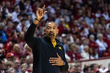 Mar 5, 2023; Bloomington, Indiana, USA; Michigan Wolverines head coach Juwan Howard in the first half against the Indiana Hoosiers at Simon Skjodt Assembly Hall. Mandatory Credit: Trevor Ruszkowski-USA TODAY Sports