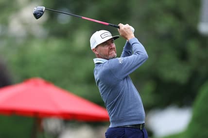 Jun 22, 2023; Cromwell, Connecticut, USA; Jimmy Walker plays his shot from the sixth tee during the first round of the Travelers Championship golf tournament. Mandatory Credit: Vincent Carchietta-USA TODAY Sports