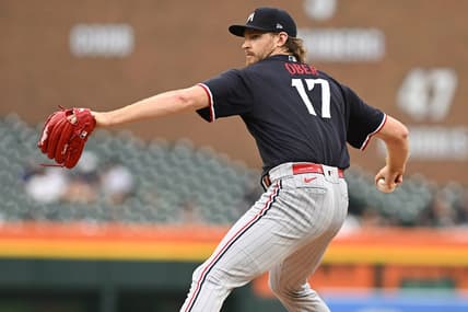 Aug 9, 2023; Detroit, Michigan, USA;  Minnesota Twins starting pitcher Bailey Ober (17) throws a pitch against the Detroit Tigers in the second inning at Comerica Park. Mandatory Credit: Lon Horwedel-USA TODAY Sports