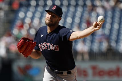 Aug 17, 2023; Washington, District of Columbia, USA; Boston Red Sox starting pitcher Chris Sale (41) pitches against the Washington Nationals during the second inning during the second inning at Nationals Park. Mandatory Credit: Geoff Burke-USA TODAY Sports