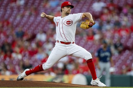 Sep 5, 2023; Cincinnati, Ohio, USA; Cincinnati Reds starting pitcher Connor Phillips (34) pitches against the Seattle Mariners in the first inning at Great American Ball Park. Mandatory Credit: Katie Stratman-USA TODAY Sports