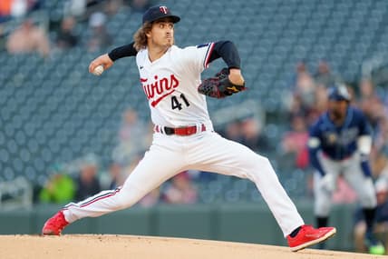 Sep 12, 2023; Minneapolis, Minnesota, USA; Minnesota Twins starting pitcher Joe Ryan (41) pitches to the Tampa Bay Rays in the first inning at Target Field. Mandatory Credit: Matt Blewett-USA TODAY Sports