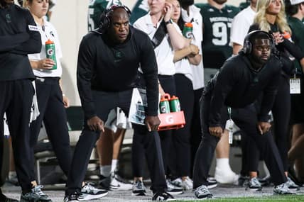 Michigan State head coach Mel Tucker watches a play against Central Michigan from the sideline during the second half at Spartan Stadium in East Lansing on Friday, Sept. 1, 2023.