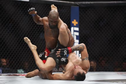 Jul 29, 2023; Salt Lake City, Utah, USA; Tony Ferguson (red gloves) fights Bobby Green (blue gloves) during UFC 291 at Delta Center. Mandatory Credit: Jeff Swinger-USA TODAY Sports