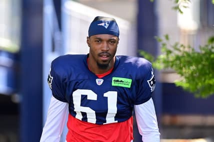 Aug 2, 2023; Foxborough, MA, USA; New England Patriots cornerback Ameer Speed (61) heads to the practice fields at Gillette Stadium. Mandatory Credit: Eric Canha-USA TODAY Sports