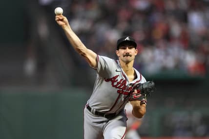 Aug 25, 2023; San Francisco, California, USA; Atlanta Braves starting pitcher Spencer Strider (99) throws a pitch against the San Francisco Giants during the third inning at Oracle Park. Mandatory Credit: Darren Yamashita-USA TODAY Sports