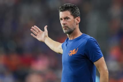 Oct 4, 2023; Cincinnati, Ohio, USA;  FC Cincinnati head coach Pat Noonan works the sideline against the New York Red Bulls at TQL Stadium. Mandatory Credit: Aaron Doster-USA TODAY Sports