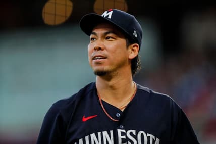 Sep 19, 2023; Cincinnati, Ohio, USA; Minnesota Twins starting pitcher Kenta Maeda (18) walks off the field at the end of the second inning in the game against the Cincinnati Reds at Great American Ball Park. Mandatory Credit: Katie Stratman-USA TODAY Sports